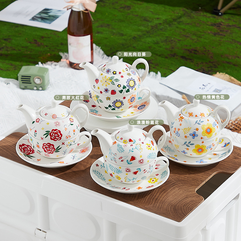 Británico té de la tarde sola olla juego de té de cerámica traje taza platillo Madre y niño olla tetera cafetera regalo logo