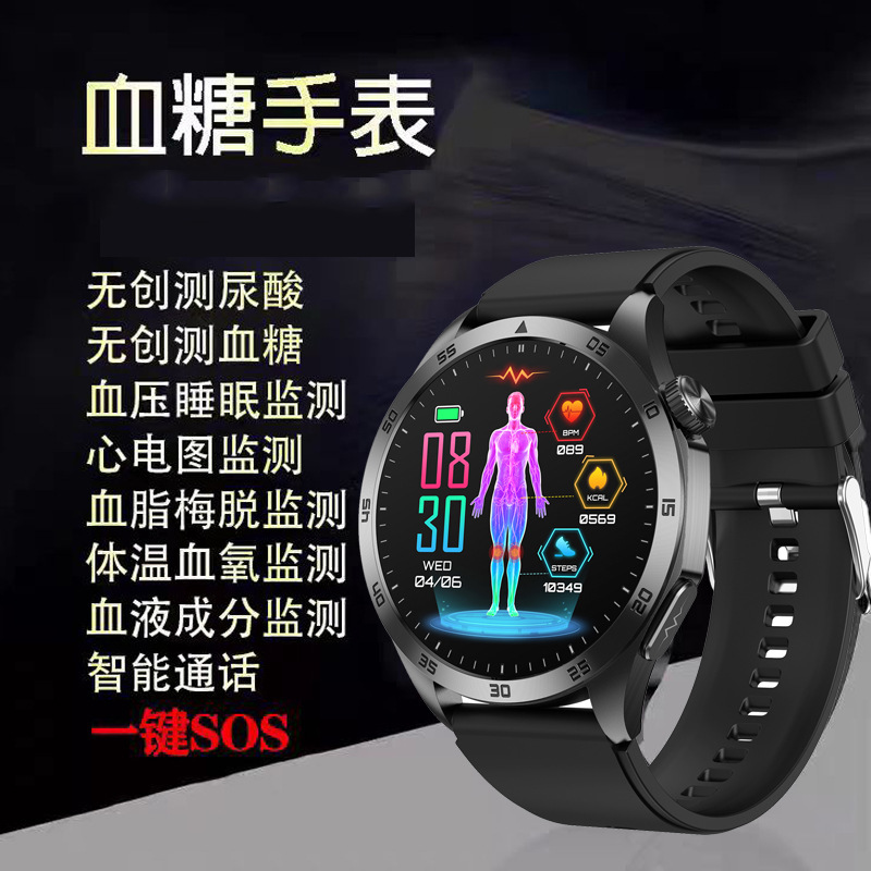 2025 New Model Et485 Non-Invasive Blood Sugar Measurement Smart Watch Ecg Amoled Screen Bluetooth Call Bracelet Watch