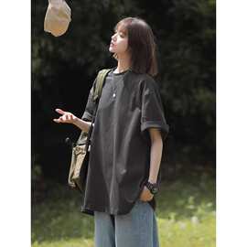 美式简约300g纯棉短袖t恤男女同款夏季宽松oversize百搭学生上衣