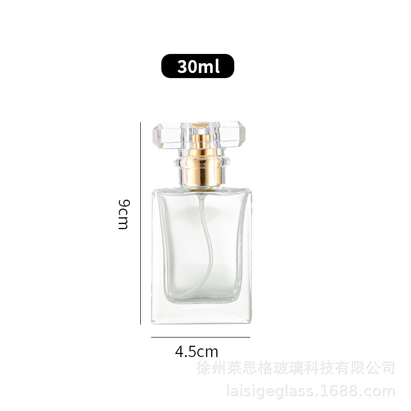 スポット卸売透明ガラス香水瓶 30 ミリリットル 50 ミリリットルフレグランス詰め替えボトルポンプヘッド空ボトル絶妙な包装|undefined