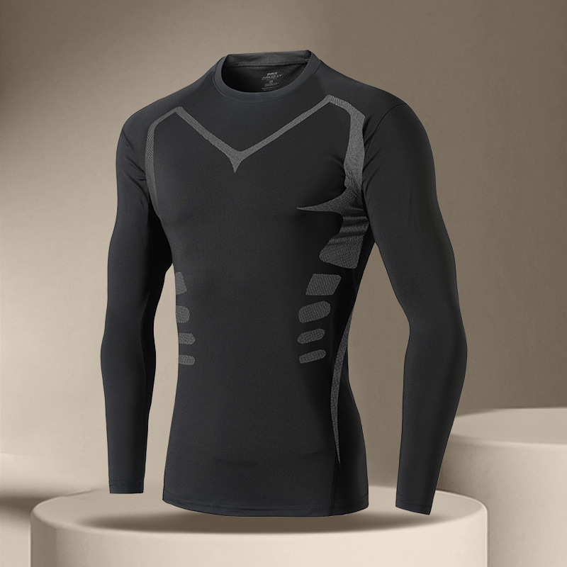「速乾レオタードセット男性冬ランニングフィットネス訓練服秋冬スポーツ保温下着高弾打底|undefined