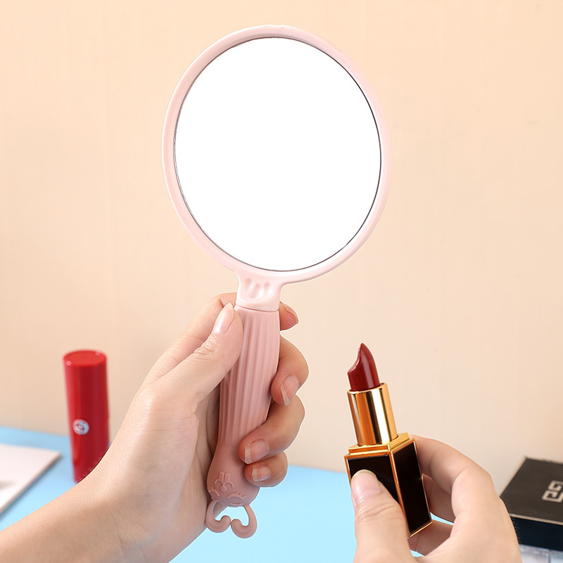 Ins Embroidery Beauty Salon with Makeup Handle Mirror Convenient Portable Handheld Comb Makeup Mirror Beauty Mirror