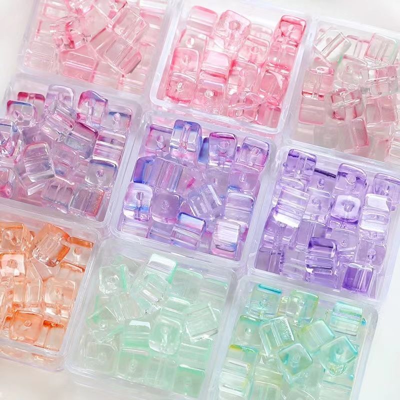 7mm glass sugar beads square beads crystal beads colorful transparent diy handmade beaded bracelet production materials 7mm glass sugar beads square beads crystal beads colorful transparent diy handmade beaded bracelet production materials