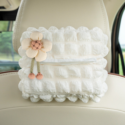 Puff Car Tissue Box Car Armrest Box Sun Visor Seat Hanging Tissue Box Cute Car Tissue Box