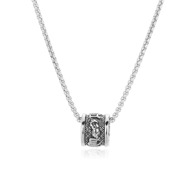 Six-character maniac brave lucky titanium steel necklace men's tide transfer bead sweater necklace national style all-match jewelry