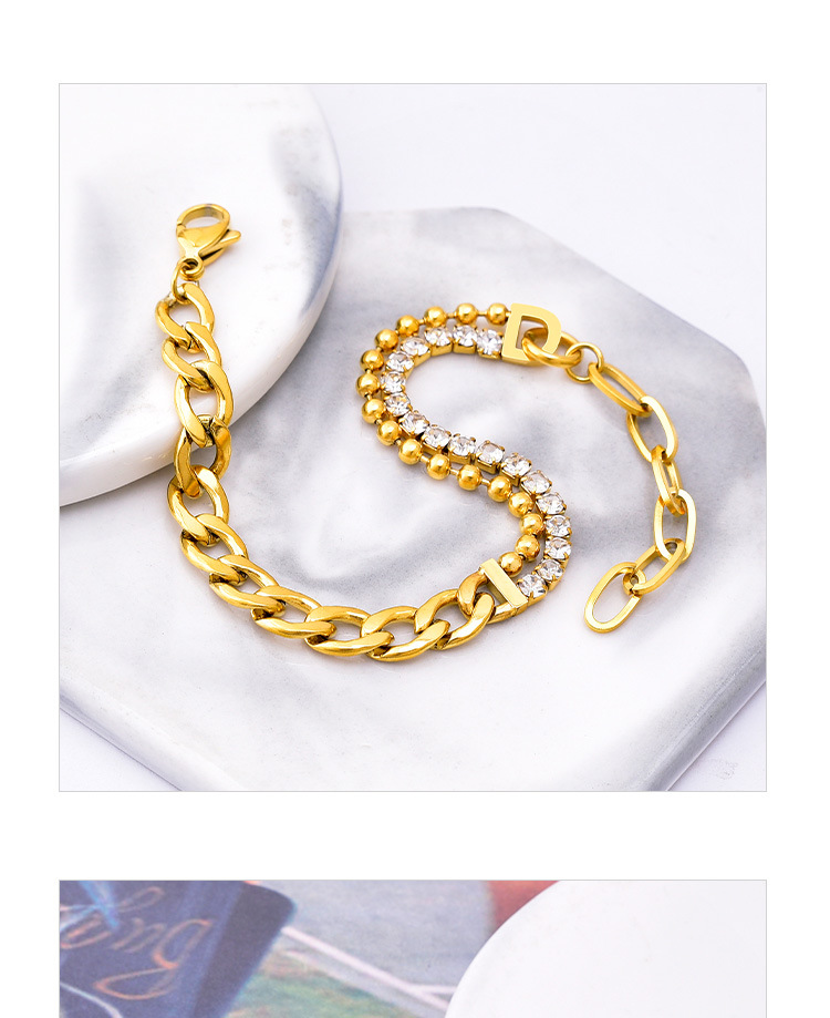 50g Weight Zircon Inlay Material Bracelets Classification 1 Piece Quantity Fashion Geometric Titanium Steel Inlay Zircon Bracelets 1 Piece