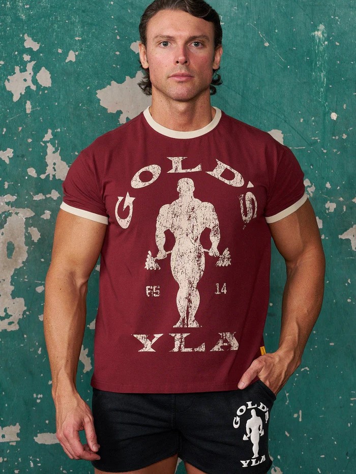 New YOUNGLA co-branded GOLDSGYM short-sleeved retro gym men's and…