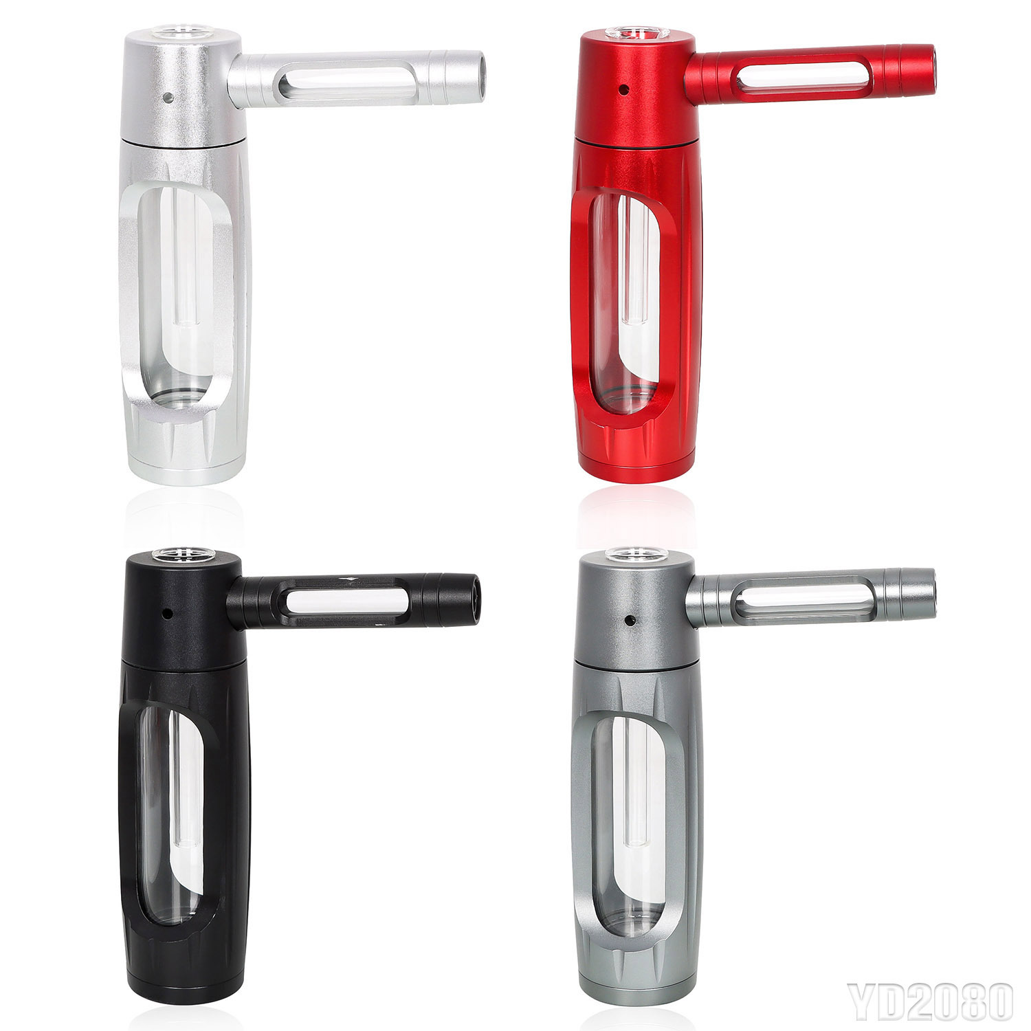 新款 150mm便携式铝合金玻璃烟斗 金属烟斗烟管跨境货源