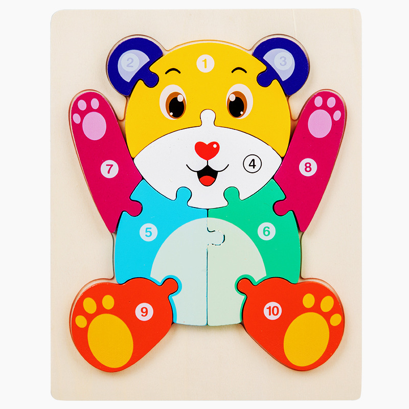 Cruz-frontera niños de madera hebilla animal rompecabezas digital tridimensional 26-Carta rompecabezas educación temprana juguetes educativos al por mayor