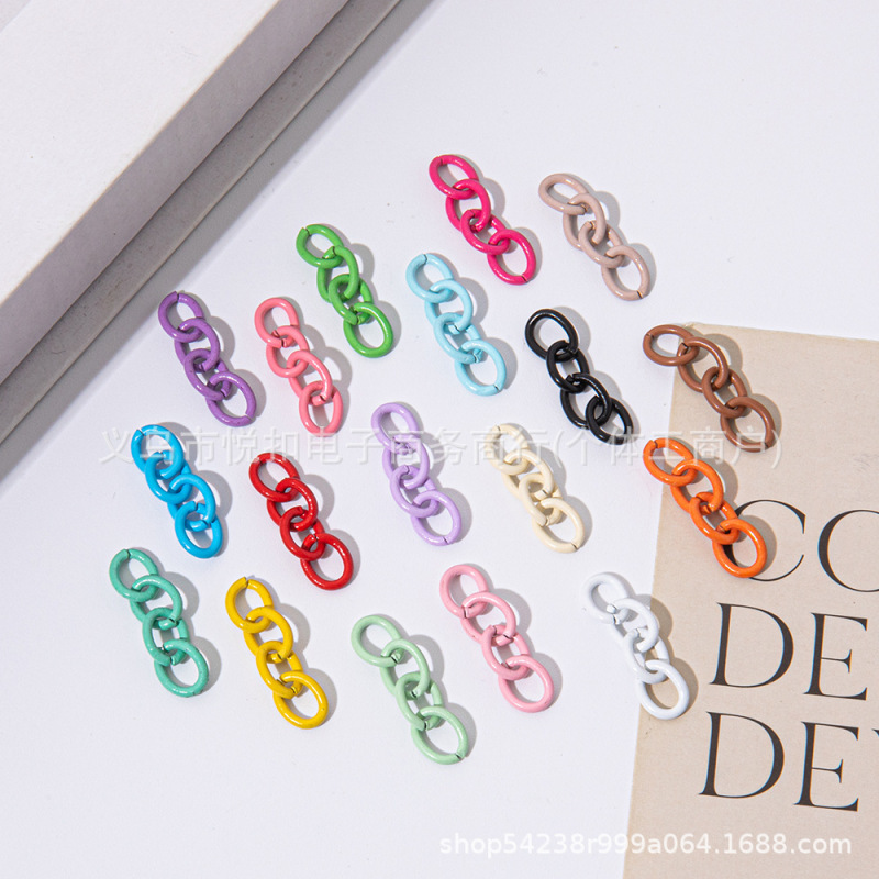 Colorful Painted Four-Section Chain Keychain Tail Chain Extension Chain DIY Jewelry Accessories Iron Ring Key Chain Colorful Painted Four-Section Chain Keychain Tail Chain Extension Chain DIY Jewelry Accessories Iron Ring Key Chain