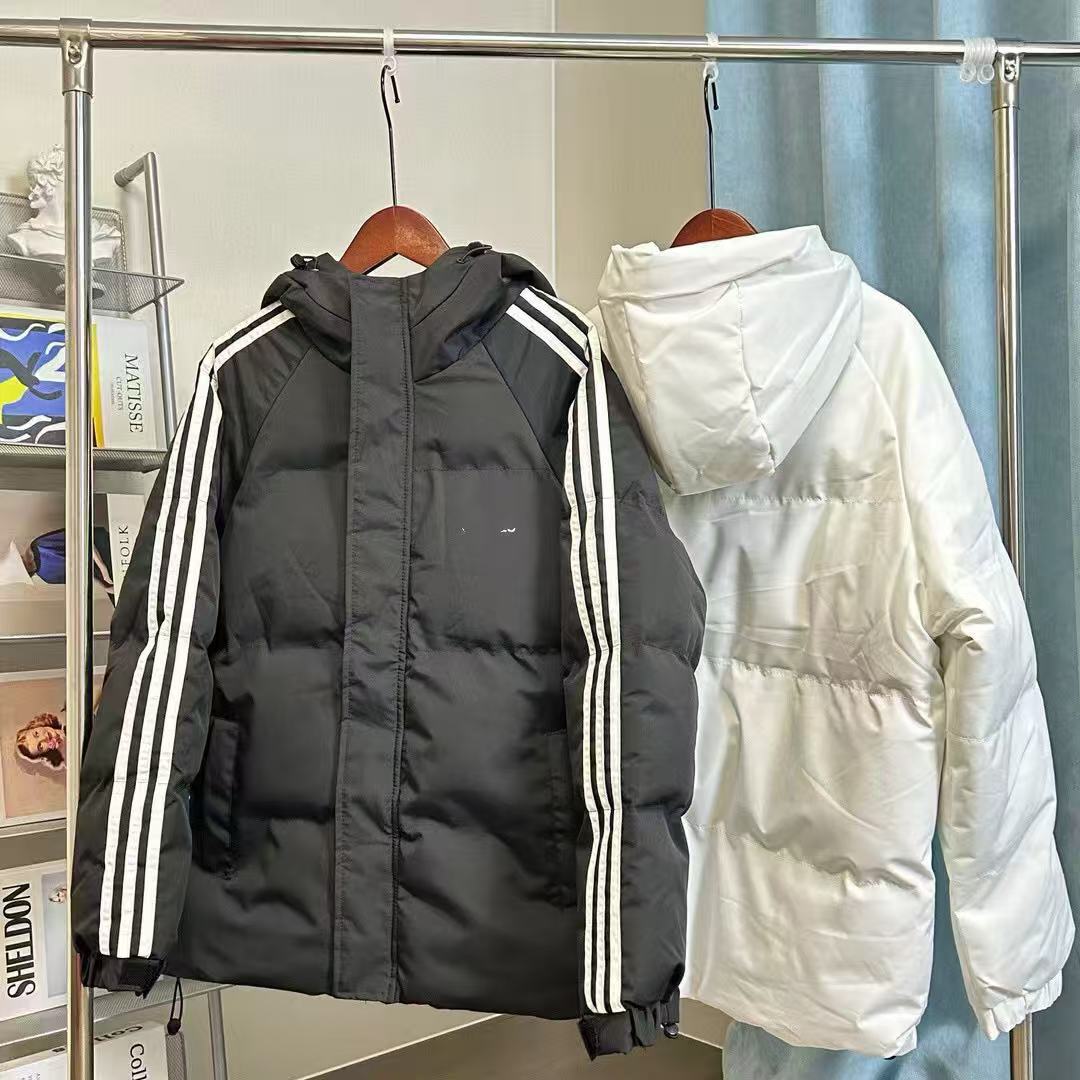New winter collection: casual, sporty, and warm hooded cotton jackets for men and women, offering wind protection, warmth, and versatility, in a mid-length style