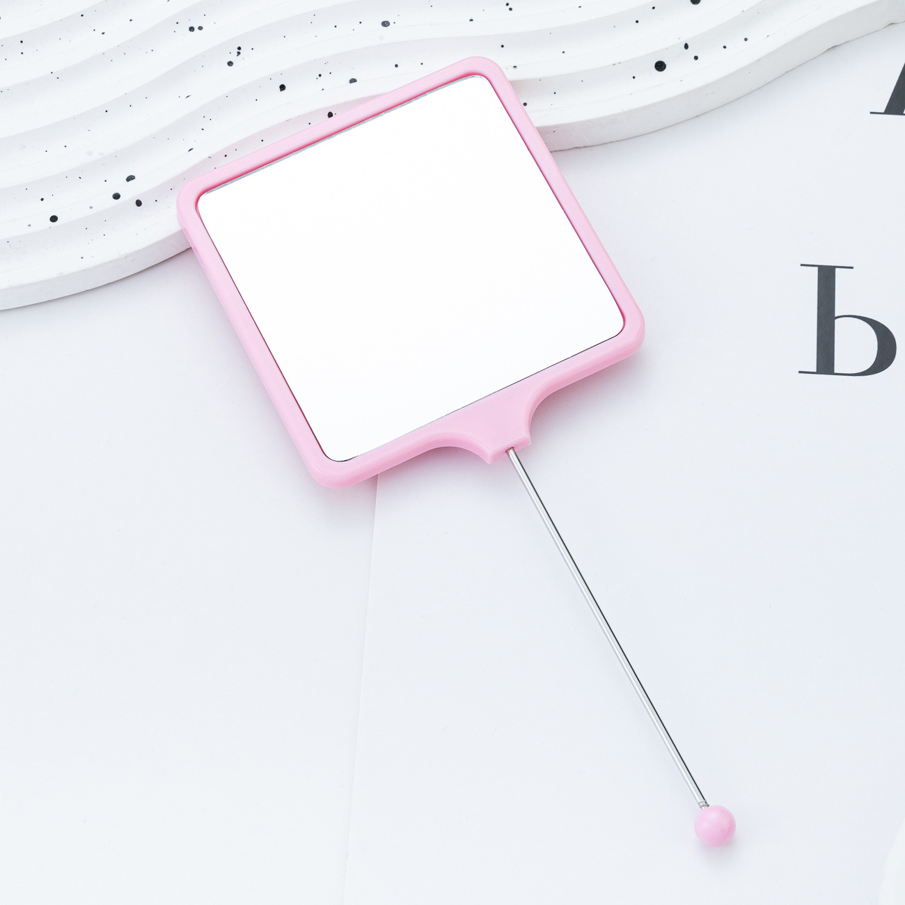 Espejo pequeño de bricolaje cuadrado multicolor, espejo portátil de alta definición, espejo de mano, mango especial para niñas, espejo de maquillaje