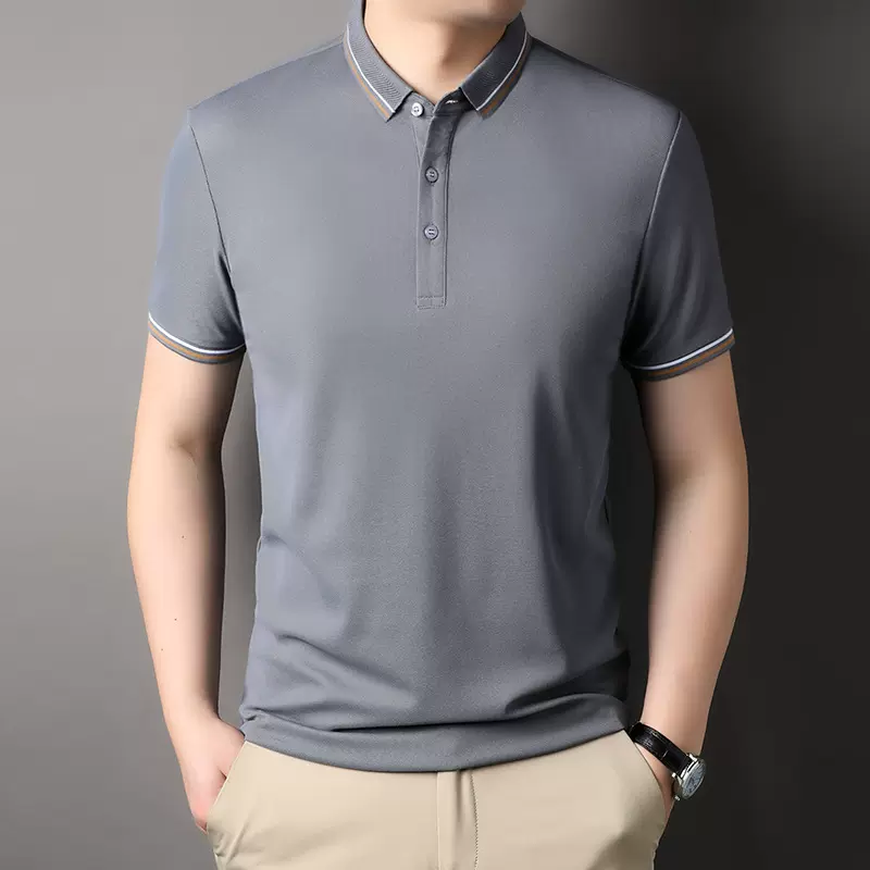 polo衫短袖男7A抗菌三防科技纯色polo衫纯色可二开跨境批polo衫男