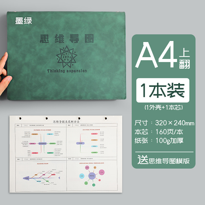 Mapa de la mente cuaderno a4B5 cuaderno de hojas sueltas desmontable estudiante simple examen de ingreso de posgrado Aprendizaje de cuero suave en stock al por mayor