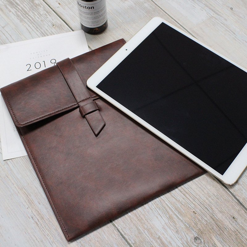 Factory in stock wholesale leather tablet storage bag business office file bag simple retro ipad protective case