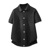 ZF8121-3D宽松通勤衬衫cleanfit潮牌T恤美式排扣针织短袖，男装针织衫/毛衣，星座614