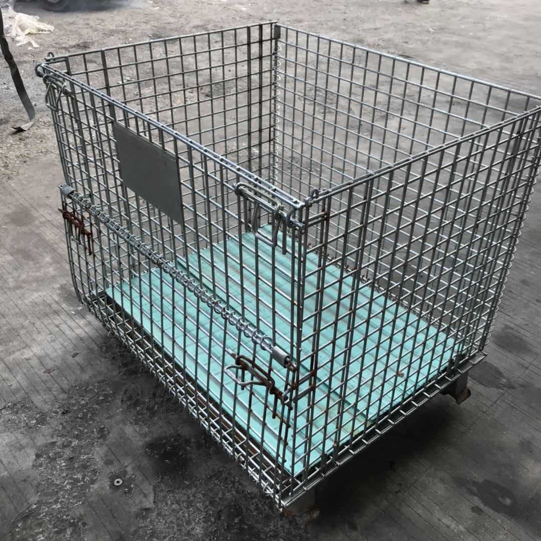 出售二手铁筐铁笼仓储笼蝴蝶笼折叠笼筐带轮