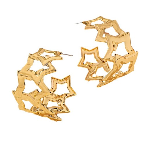 Minimalist European and American hollow link chain earrings for women, Korean style, Instagram influencer fashion, geometric C-type ear studs and earrings