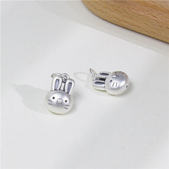 S999足銀兔子掛件DIY手工串珠手鍊項鍊童趣萌兔吊墜配件飾品材料