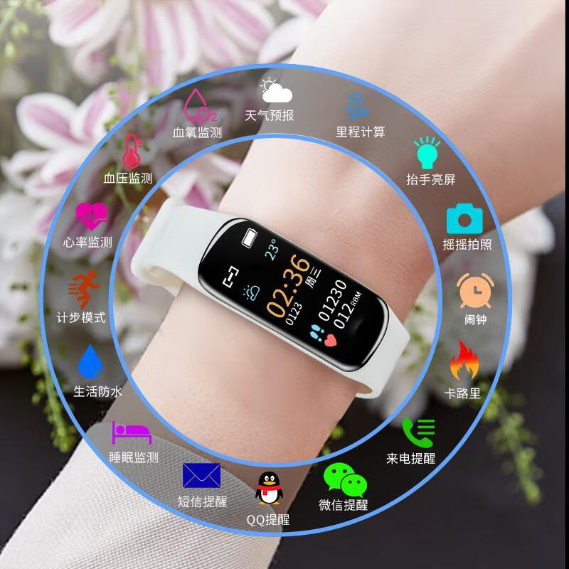 C1plus Smart Bracelet Blood Pressure Heart Rate Blood Oxygen Color Screen Bluetooth Pedometer Sports Bracelet Watch Factory Outlet