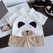 男宝宝夏装夏季卡通衬衫套装2025新款儿童休闲夏装薄款短袖两件套