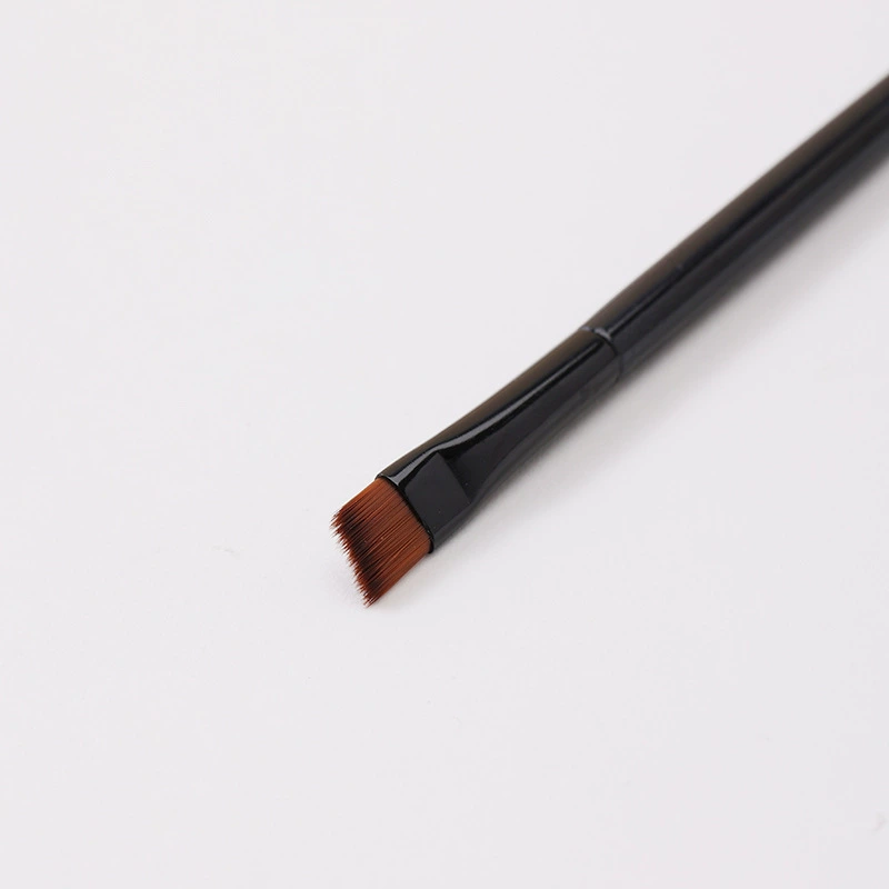 Makeup Brush handheld black, plastic handle, angled small brush for primer and eyeliner