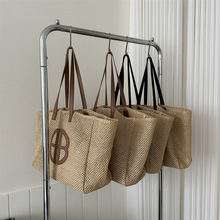 2025新款小清新款编织包撞色草编时尚ins风潮流女包单肩包手提包