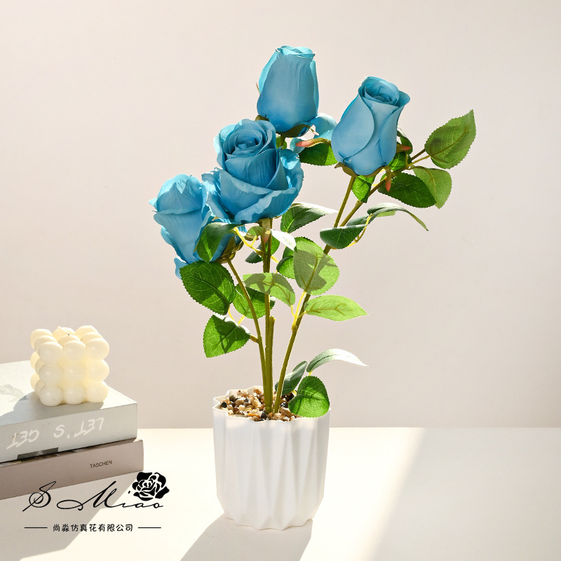Flores falsas estilo pastoral rosa bonsai simulación flor de moda decoración creativa plantación verde artificial simulación maceta