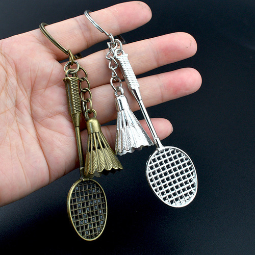 Creative badminton racket keychain, personalized badminton shape key pendant, advertising event small gift with engraving