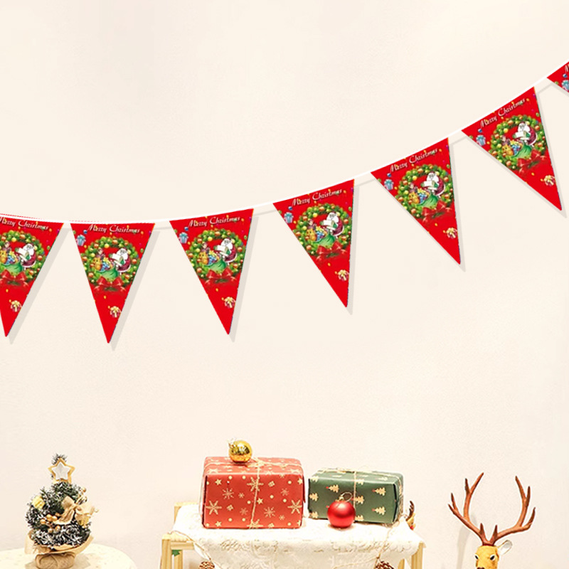 Bandera de triángulo de Navidad tira banderas Feliz Navidad fiesta de Navidad diseño de fondo banner decoración al por mayor