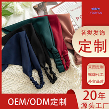 跨境新款纯色雪纺三角巾发带欧美女式简约松紧带头巾头饰定制