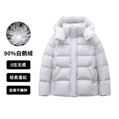 平湖霜林2025年新款鹅绒羽绒服女士冬季中长款保暖鹅绒连帽外套