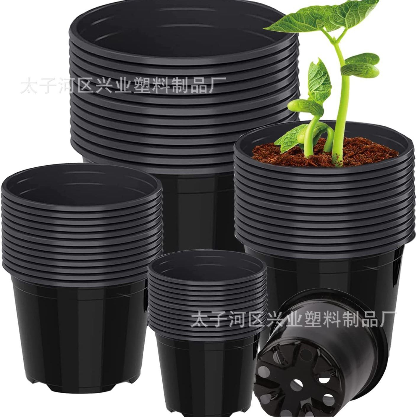 Two-color big white plastic flowerpot