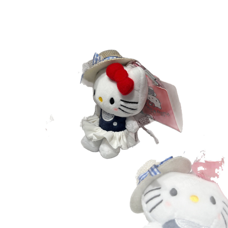 麦わら帽子キティ猫漫画かわいいぬいぐるみペンダントハロー KT バッグペンダントキーホルダーギフト|undefined