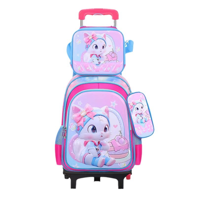 Fábrica en stock nueva mochila de tres piezas para niños y niñas niños de la escuela primaria trolley mochila de gran capacidad