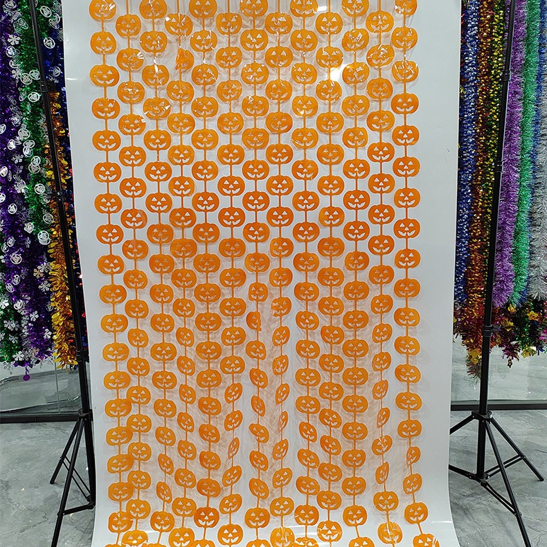 Transfronterizo 2m murciélago cortina de seda de lluvia Halloween nuevo producto decoración fiesta suministros láser calabaza araña esqueleto cortina de seda de lluvia