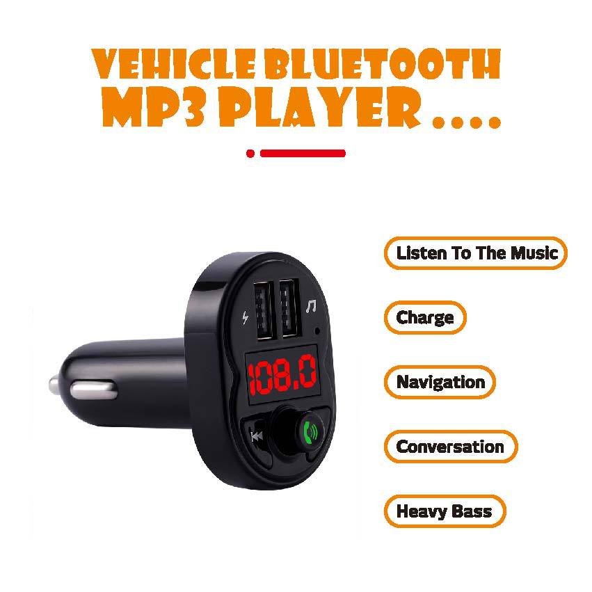 Southeast Asia Cross-Border Independent Station Manufacturer Supply Wireless Car Bluetooth Adapter Hands-Free Call U Disk/Tf Card Broadcast