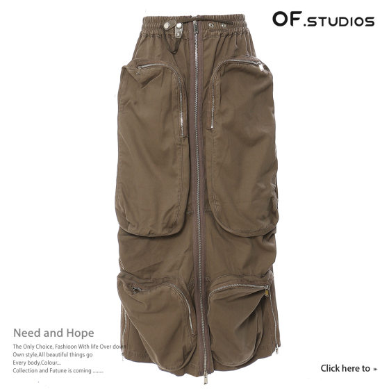 2024 Two-Wear Heavy Industry Zipper Mid-Length Multi-Pocket Workwear Skirt Top Skirt 1591