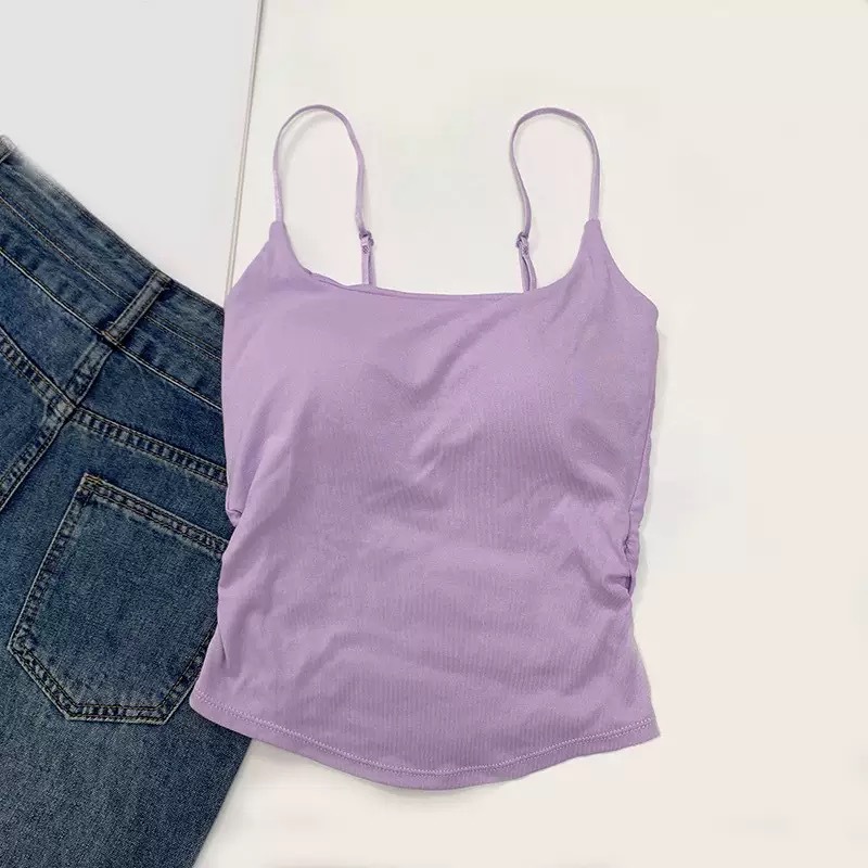 Camisola, estilo caliente para mujer, puro, dulce y picante, pliegues, almohadillas para el pecho, uso interior y exterior, diseño, hermoso top de espalda delgado image 10