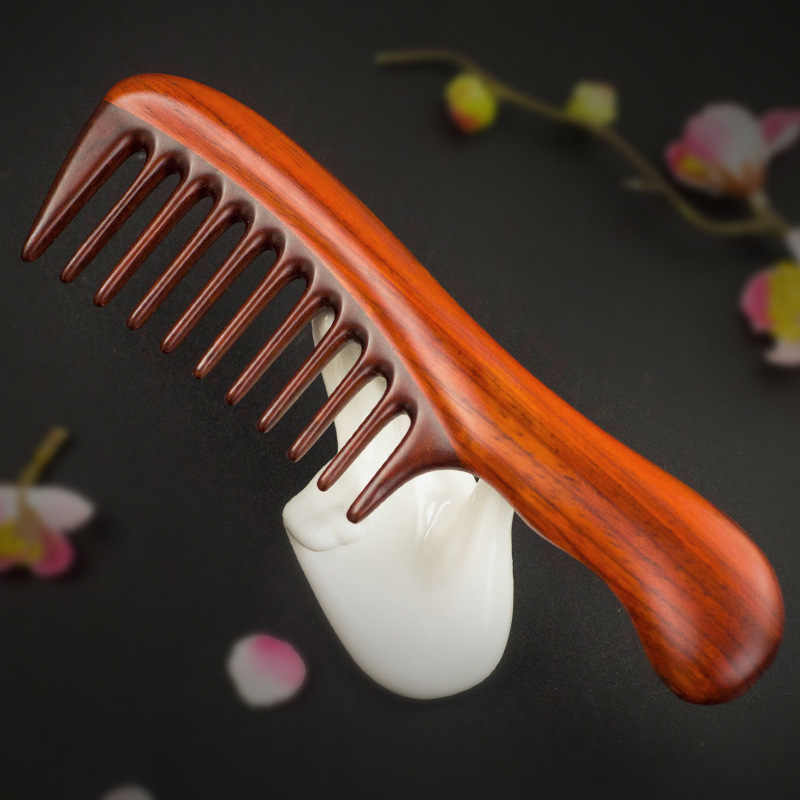 巻き毛用コーム、マッサージコーム、家庭用日用品、幅広歯コーム、女性用ロングヘア用、緑檀材ハンドル、卸売、育毛|undefined