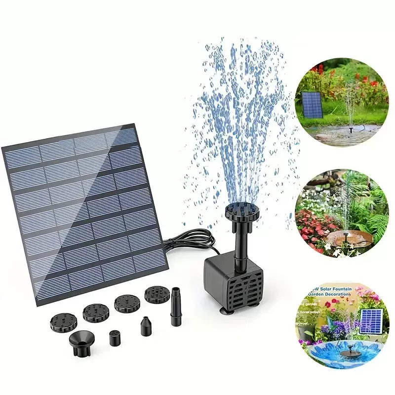 方形太阳能蓄电自动喷泉灯花园庭院太阳能音乐喷泉发光七彩泳池灯