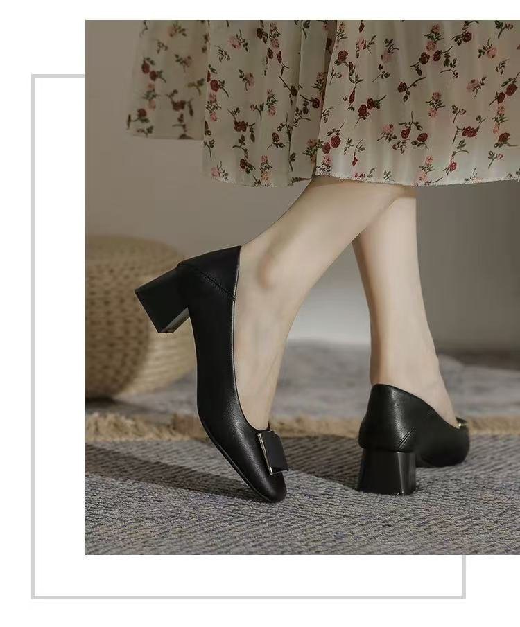 Unique Design, High-end Feel, Mid-heel Shallow Square-toed Women's Shoes, New Autumn Model, Comfortable For Long_voghion.com