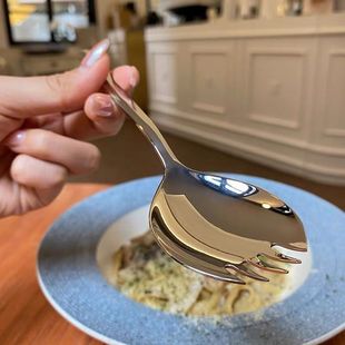 One-piece fork spoon eating watermelon spoon dual-use toothed spoon thickened salad spoon