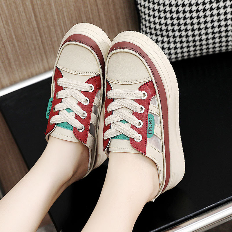 2026 zapatillas de fondo grueso para mujeres con lazos de cabeza redonda con zapatillas frías con la cabeza de medio remolque antideslizante con suela suave universal no cansará los pies image 3