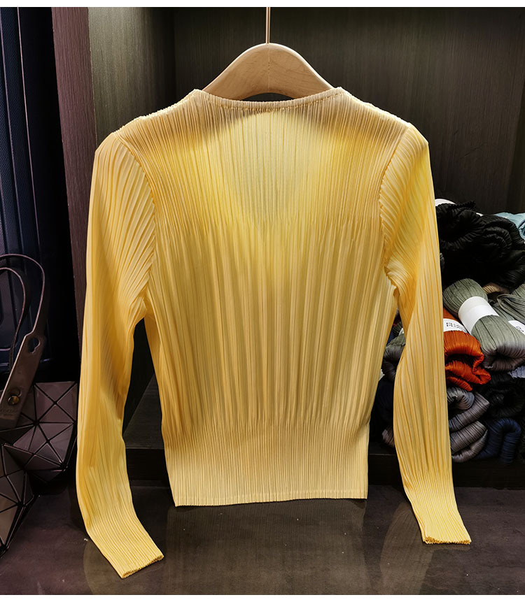 Áo cardigan cổ chữ V dáng ngắn tay dài mới xuân hè — Màu xanh lam nhạt, Màu đen, Màu tím nhạt, Màu hồng chi tiết 8