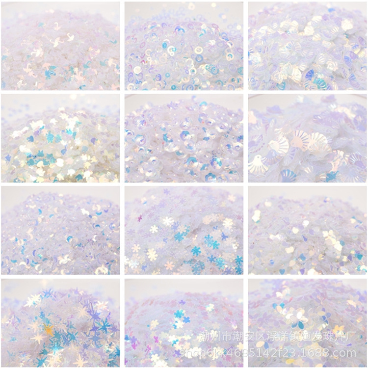 Golden Transparent Sequins Heart Star Moon Beads Nail Art Patch DIY Slime Crystal Mud Filled with Glitter