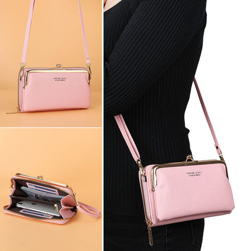 Crossbody bag women's small bag  summer new style lychee pattern fashion mobile phone bag women's large capacity long coin purse