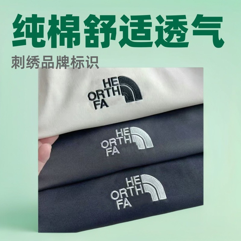 2026 Original the North Face Pure Cotton Embroidered Long-Sleeve and Short-Sleeve T-Shirt, Unisex, Breathable, Casual, Trendy, Summer