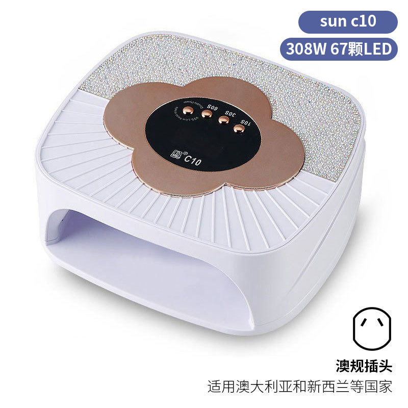 Lámpara de manicura inteligente de alta gama de luz de terapia de diamante 256W de alta potencia de pegamento de vinilo lámpara de horneado de dos manos secador de uñas transfronterizas