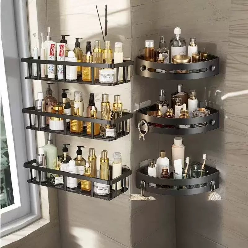 浴室三角置物架浴室置物架洗手间卫生间置物架免打孔收纳 架毛巾